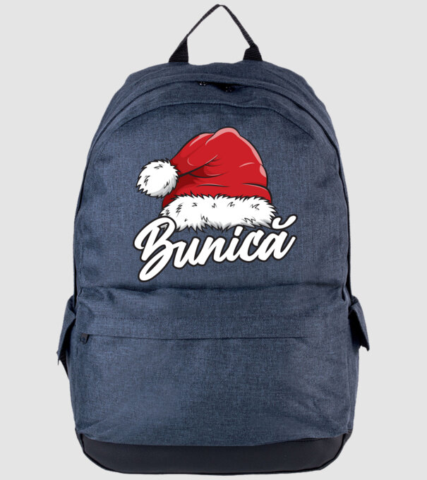 bunică Santa Hat model albastru jeanși pe tricou