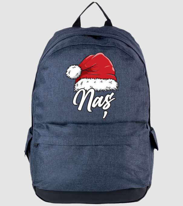 naș Santa Hat model albastru jeanși pe tricou