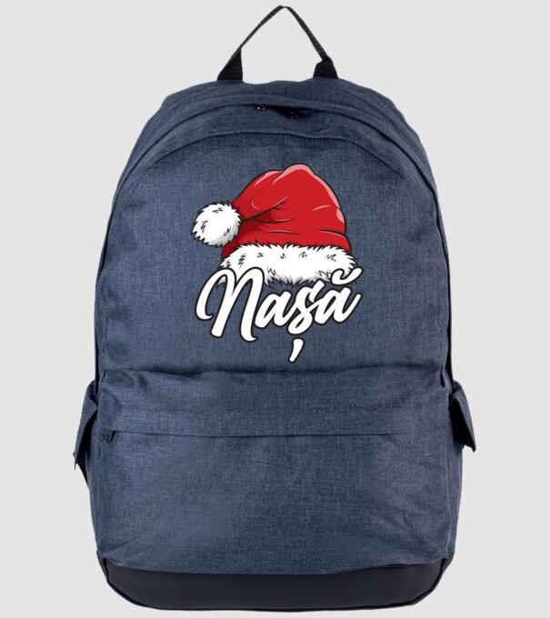 nașă Santa Hat model albastru jeanși pe tricou