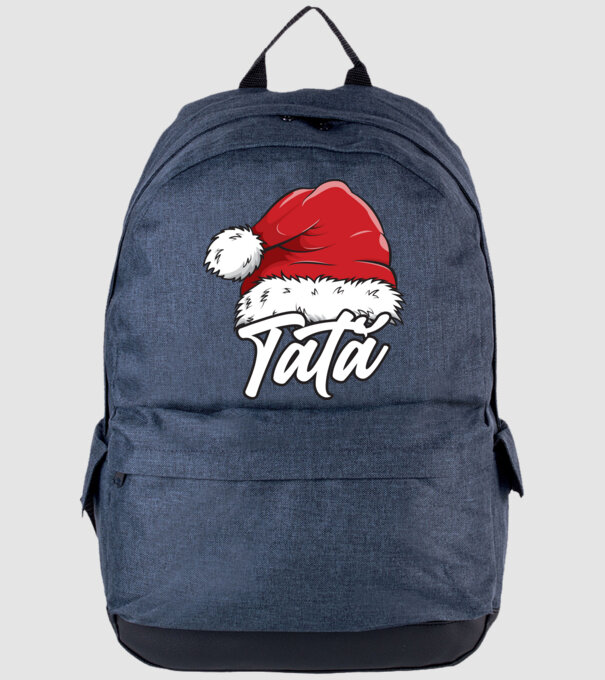 tată Santa Hat model albastru jeanși pe tricou