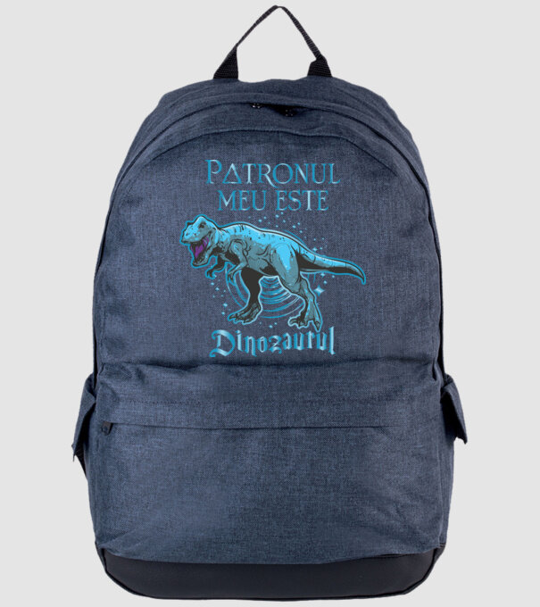 Patronul meu este dinozaurul model albastru jeanși pe tricou