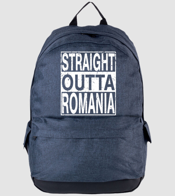 România straight outta model albastru jeanși pe tricou