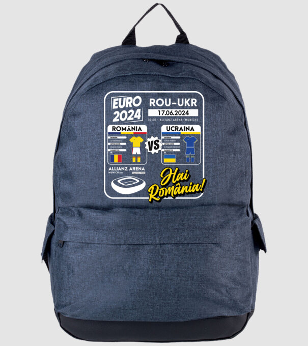 ROU-UKR euro 2024 calendar model albastru jeanși pe tricou