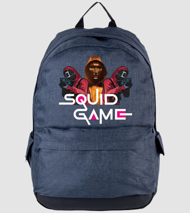 squid game poster model albastru jeanși pe tricou