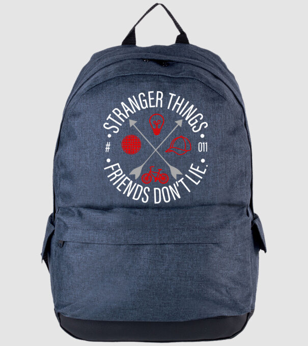 stranger things friends dont lie model albastru jeanși pe tricou