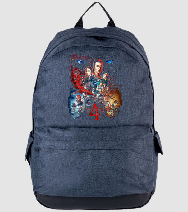 stranger things poster model albastru jeanși pe tricou