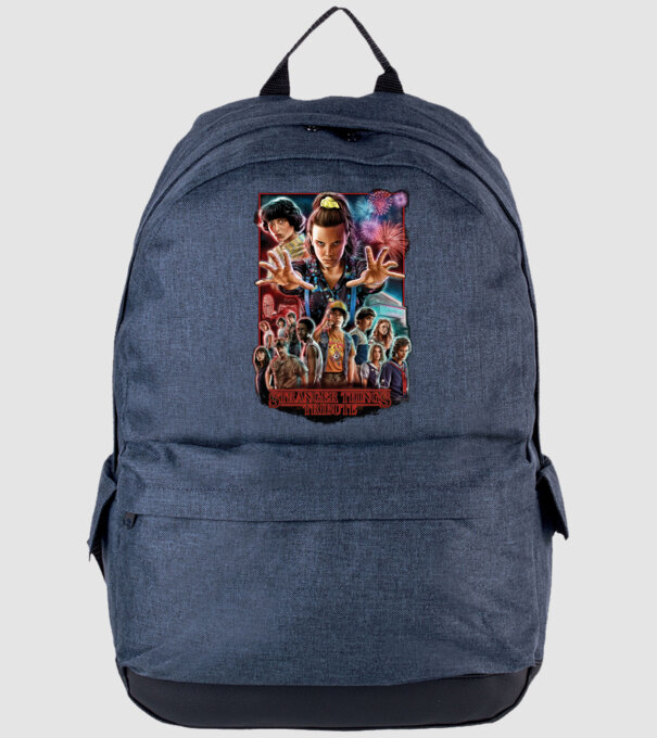 stranger things tribute poster model albastru jeanși pe tricou