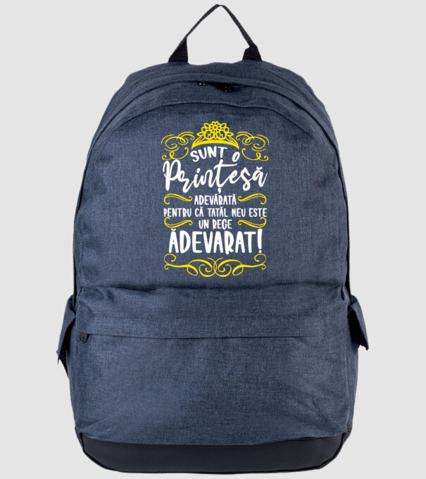 Sunt o prințesă adevărată pentru că tatăl meu este un rege adevărat! model albastru jeanși pe tricou