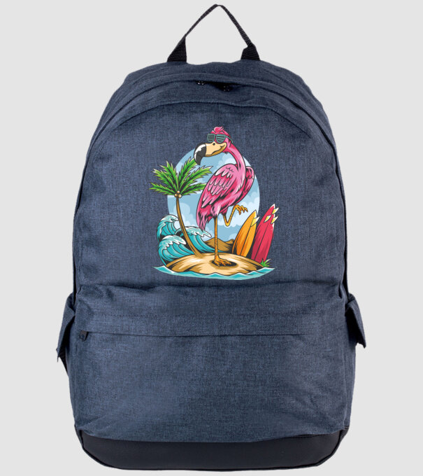 Surfer flamingo model albastru jeanși pe tricou