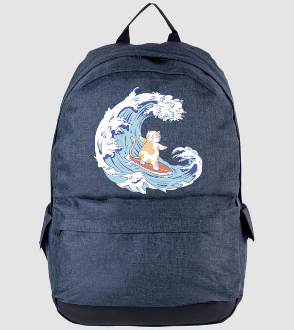 Surfer kitty model albastru jeanși pe tricou