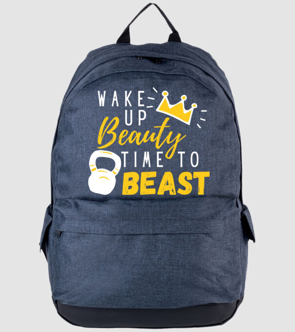 Wake Up Beauty Time To Beast model albastru jeanși pe tricou