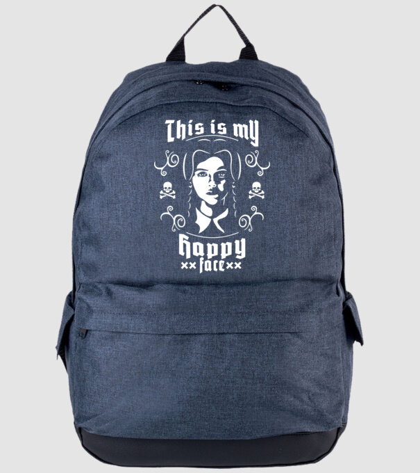 WEDNESDAY This is my happy face model albastru jeanși pe tricou