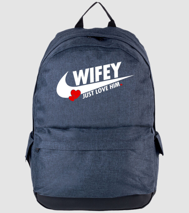 Wifey Just love him alb model albastru jeanși pe tricou