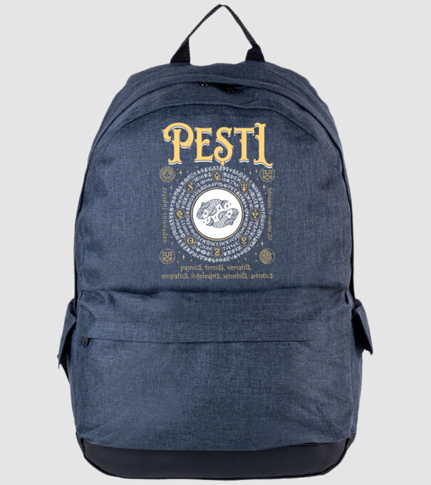 Zodiac femeie PEȘTI golden model albastru jeanși pe tricou