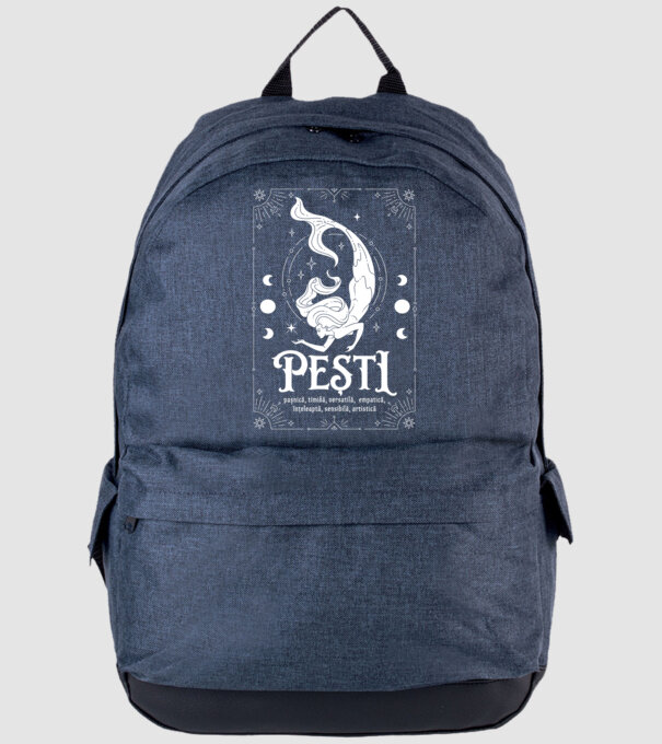Zodiac femeie PEȘTI white model albastru jeanși pe tricou