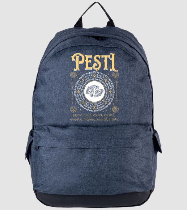 Zodiac bărbat PEȘTI golden model albastru jeanși pe tricou