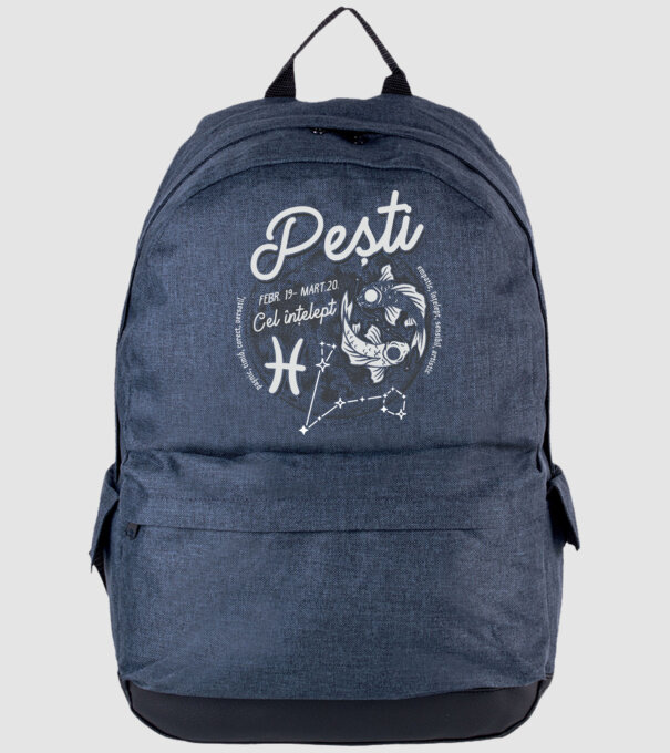 Zodiac bărbat PEȘTI retro model albastru jeanși pe tricou