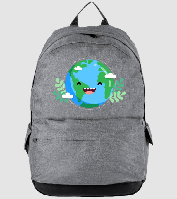 Earth smiley model gri pe tricou