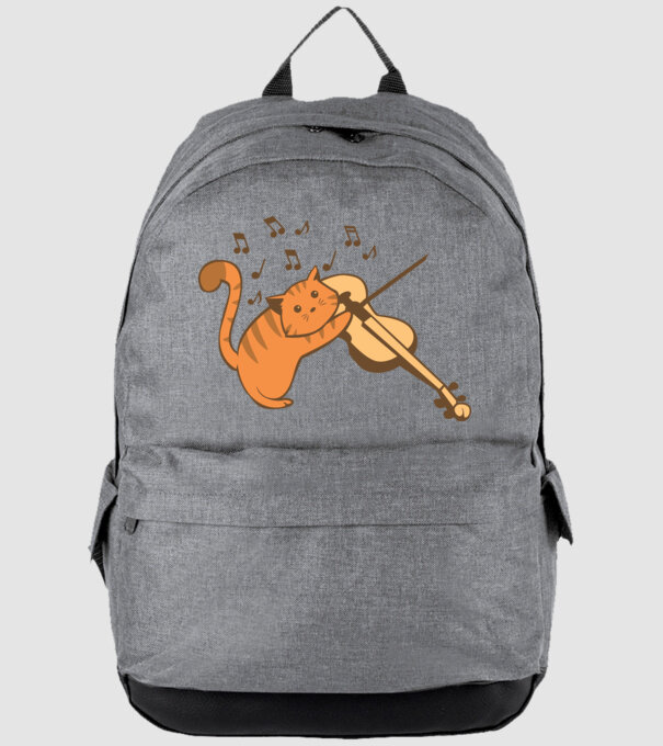 Pisică cântă la vioară model gri pe tricou