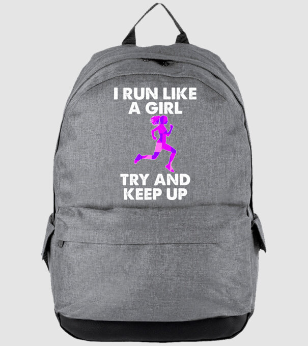 I run like a girl model gri pe tricou