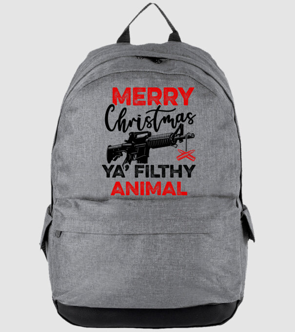 Merry Christmas Ya Filthy Animal model gri pe tricou