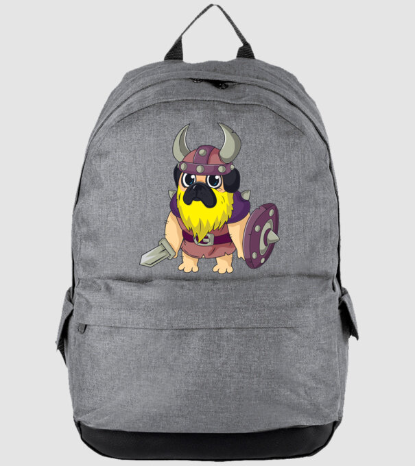 Mops Viking model gri pe tricou