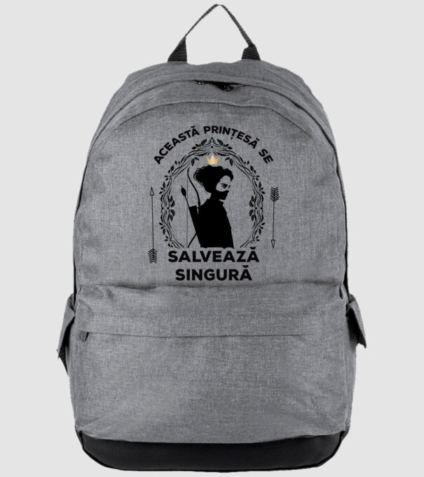 Această prințesă se salvează singură model gri pe tricou