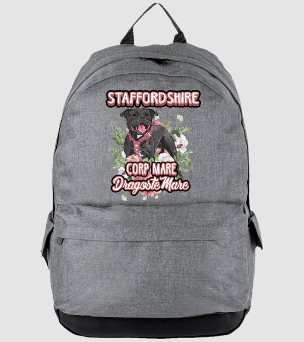 american staffordshire terrier - corp mare, dragoste mare model gri pe tricou