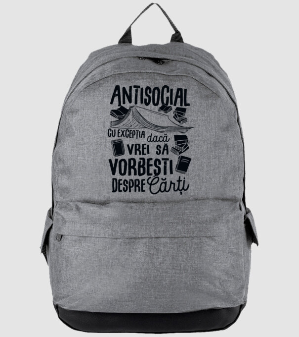 Antisocial, cu excepția dacă vrei să vorbești despre cărți-01 model gri pe tricou