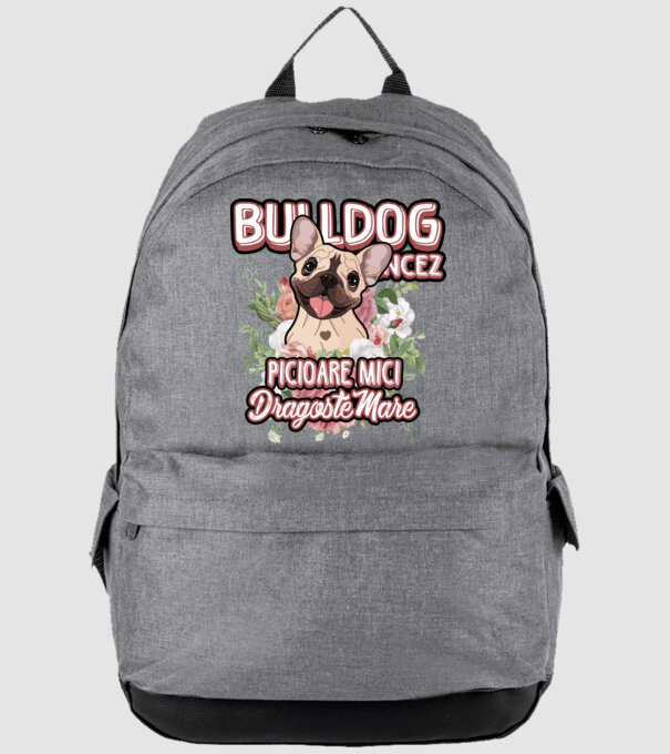 Bulldog francez picioare mici dragoste mare model gri pe tricou
