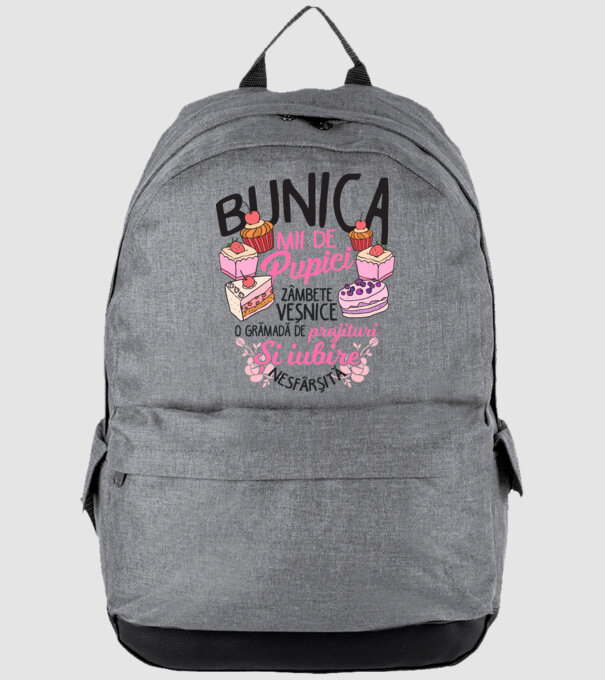 bunica - mii de pupici, zâmbete veșnice, o grămadă de prăjituri și iubire nesfârșită model gri pe tricou
