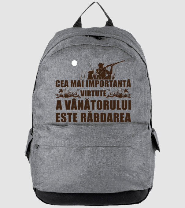 cea mai importantă virtute a vânătorului este răbdarea model gri pe tricou