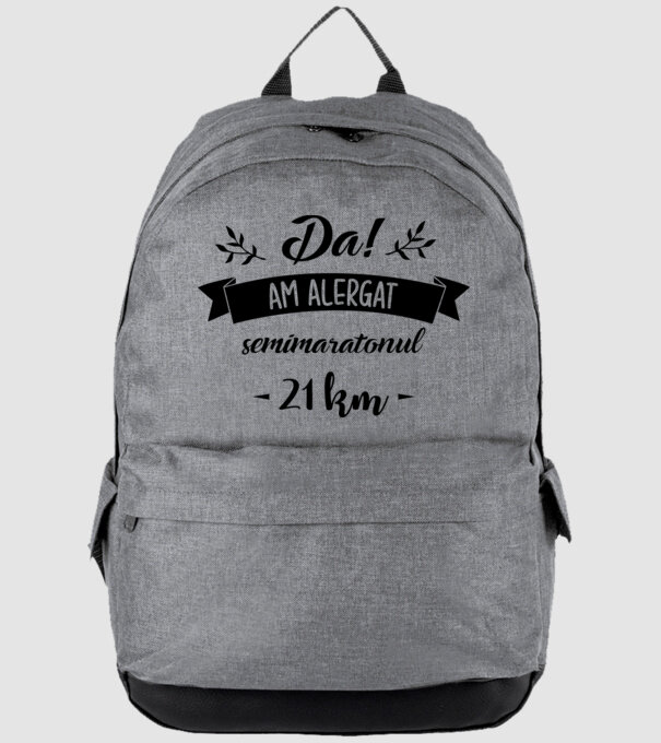 Da, am alergat semimaratonul - 21 km model gri pe tricou