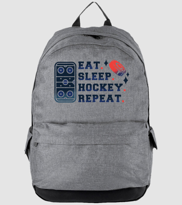 Eat Sleep Hockey Repeat model gri pe tricou