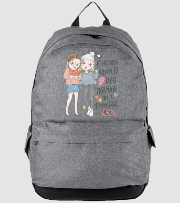 Fiecare blondiță are nevoie de o brunețică model gri pe tricou