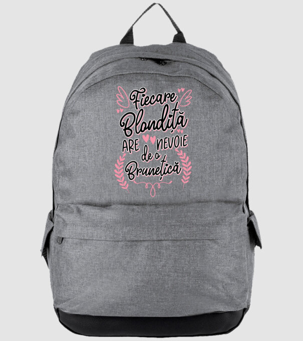 Fiecare blondiță are nevoie de o brunețică model gri pe tricou