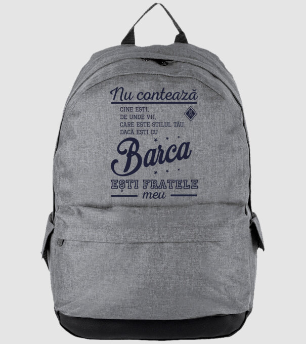 nu contează cine ești, de unde vii, care este stilul tău, dacă ești cu Barca, ești fratele meu model gri pe tricou