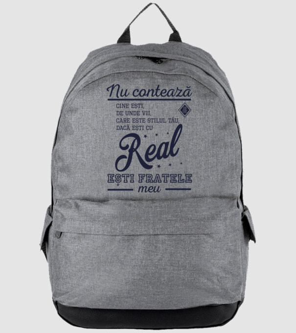 nu contează cine ești, de unde vii, care este stilul tău, dacă ești cu Real, ești fratele meu model gri pe tricou