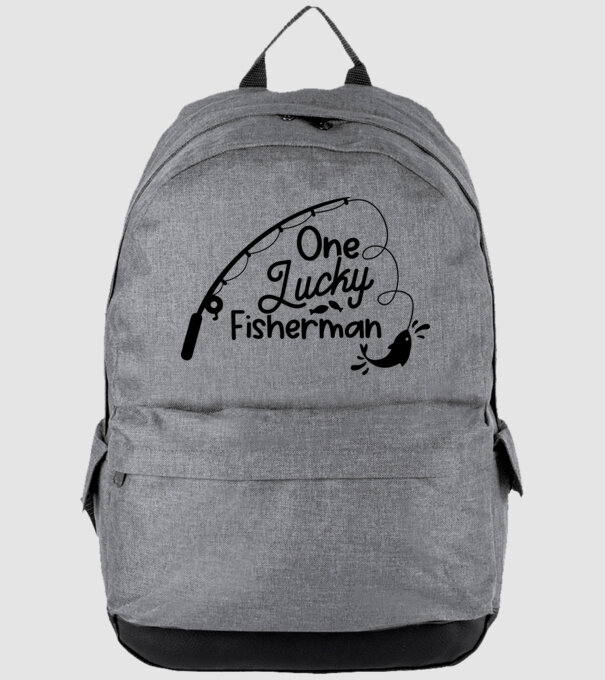 One lucky Fisherman model gri pe tricou