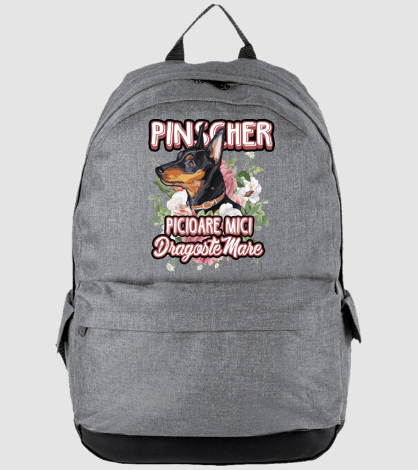 Pinscher picioare mici dragoste mare model gri pe tricou