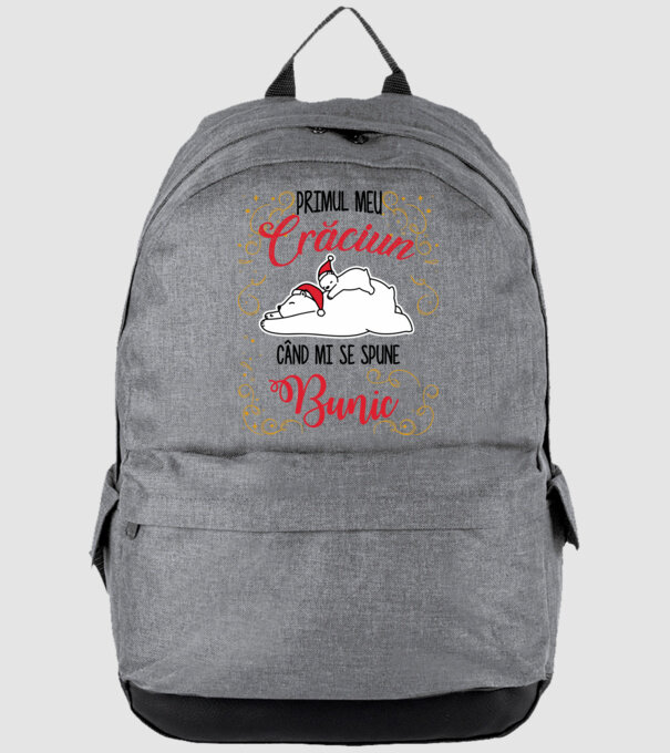 Primul meu Crăciun când mi se spune bunic! model gri pe tricou