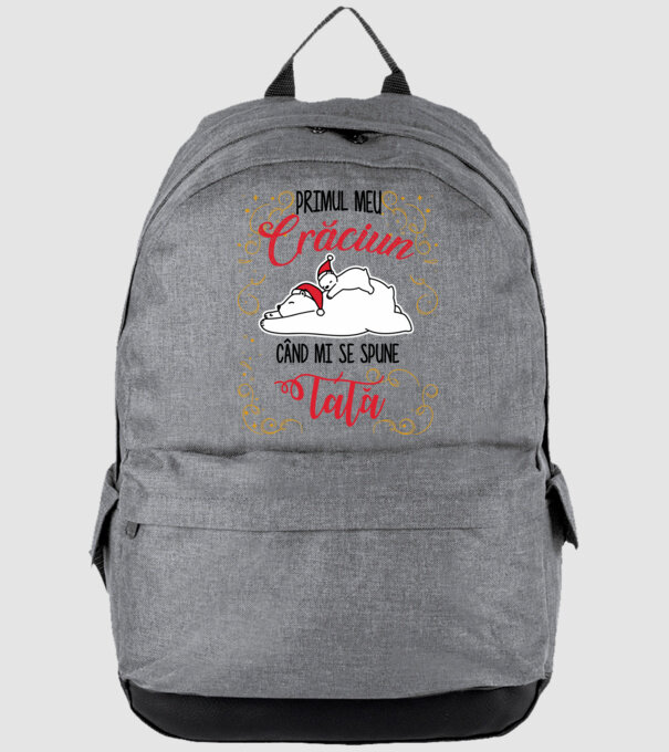Primul meu Crăciun când mi se spune tată! model gri pe tricou