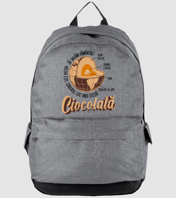 să salvăm Pământul! acesta este singurul loc unde există ciocolată - alune prăjite, caramel lipicios, nuga, ciocolată cu lapte model gri pe tricou