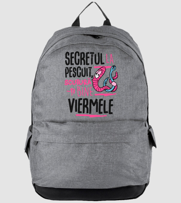 Secretul la pescuit scutură-ți bine viermele model gri pe tricou