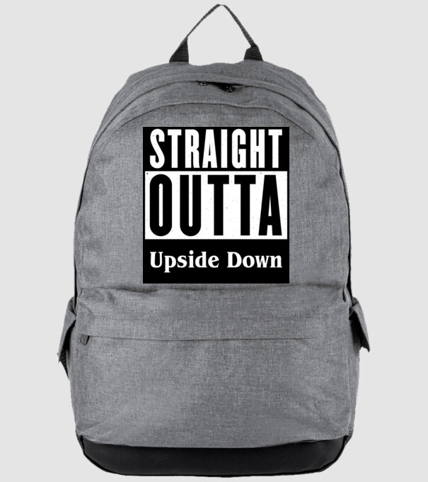 straight outta upside down model gri pe tricou