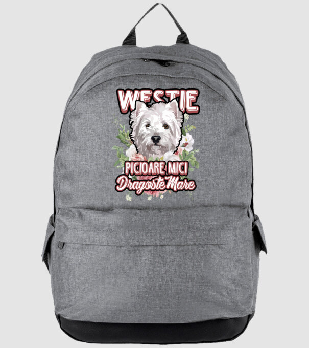 Westie picioare mici dragoste mare model gri pe tricou