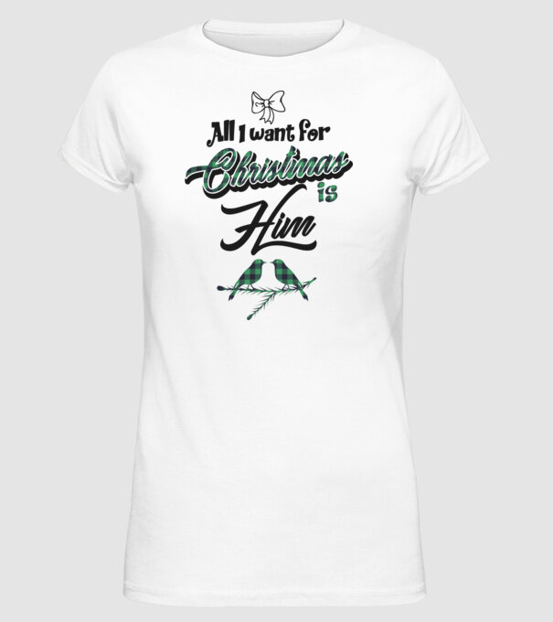All i want for Christmas is Him model alb pe tricou
