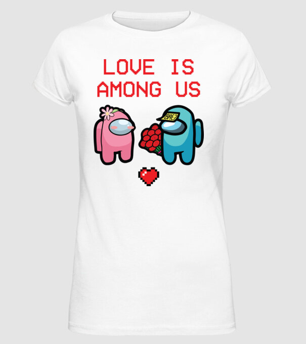 Among us love model alb pe tricou