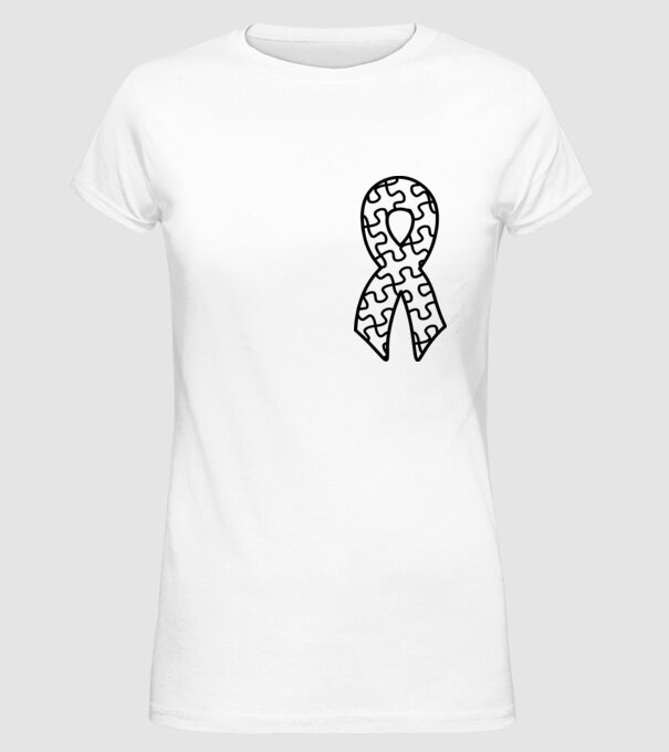 Panglică Ziua Mondială a Autismului model alb pe tricou