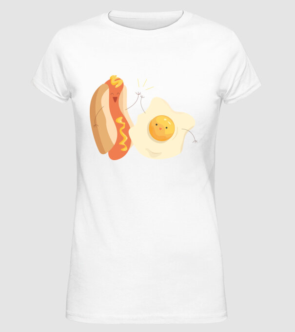 best friends hot dog egg model alb pe tricou